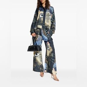MUNTHE Loasta abstract-print drawstring top and Arum wide leg trouser set
